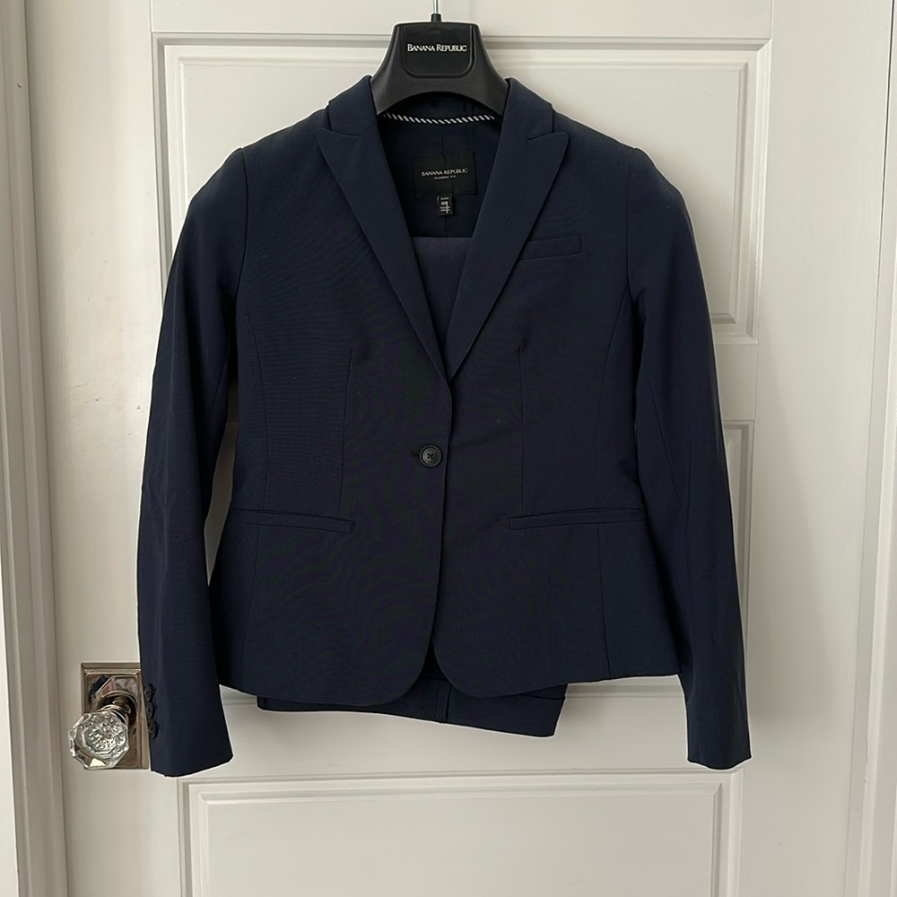 Blue women’s suit with pants